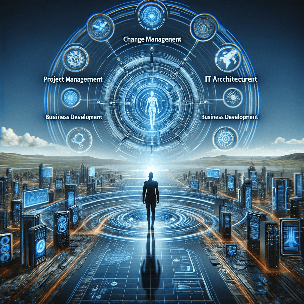 AI generated: Create a futuristic AI landscape that visually represents successful models encompassing project man...