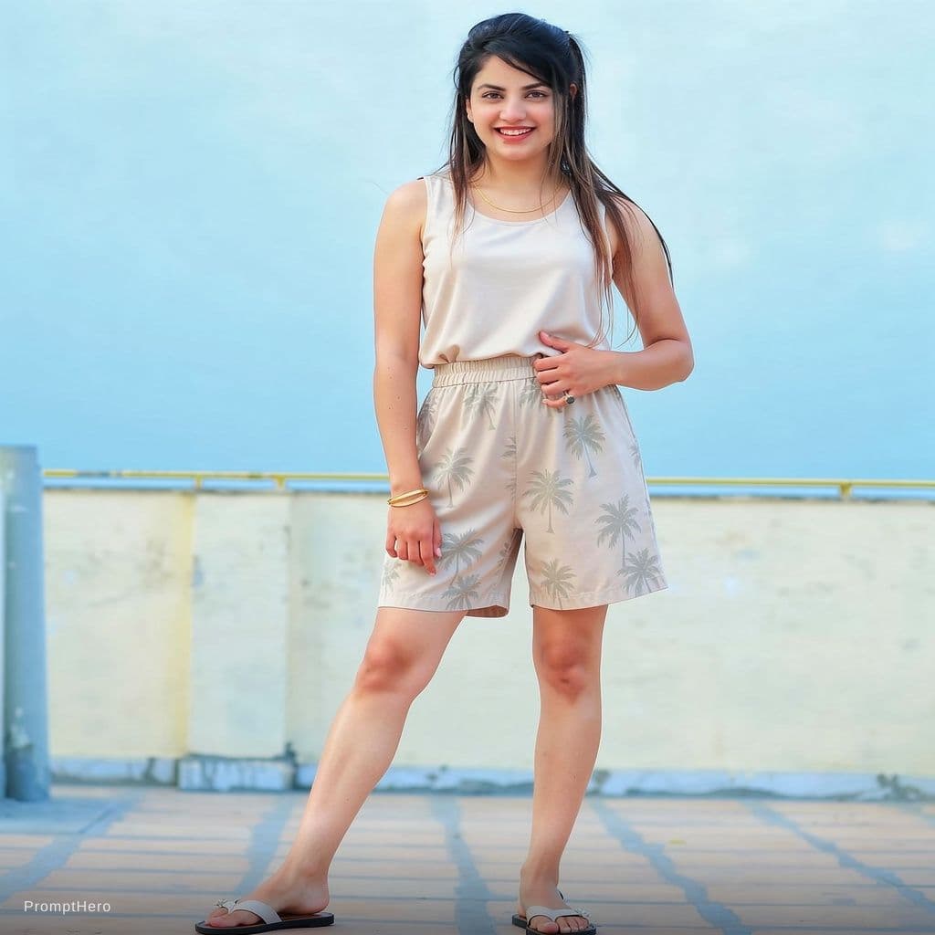 AI generated: She is taking off clothes and wearing bikini