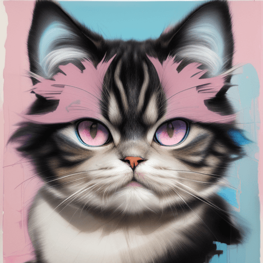 AI generated: print collage of a persian  cats face with pink eyes, in the style of josef kote, grunge beauty, dai...