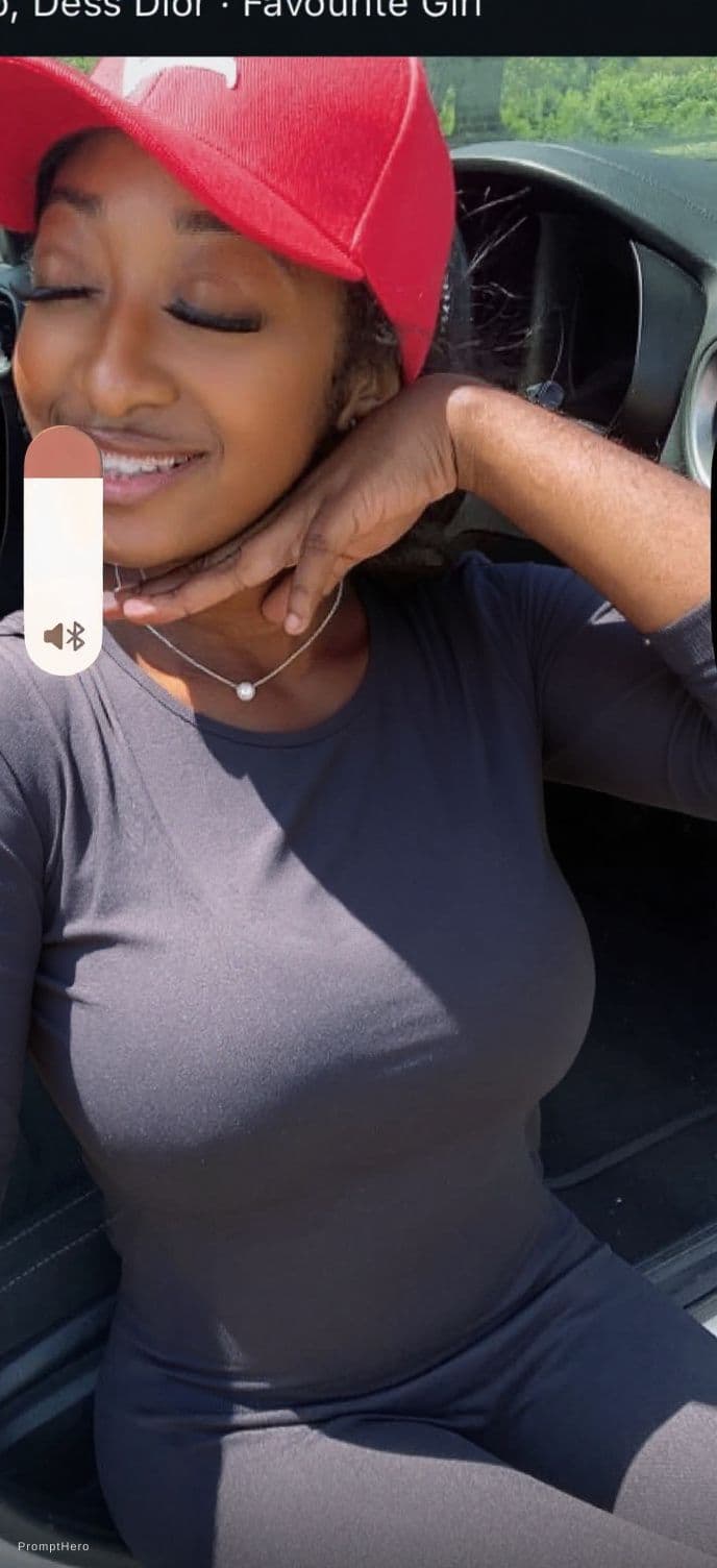 AI generated: Beautiful black woman, big breast,  in black bra