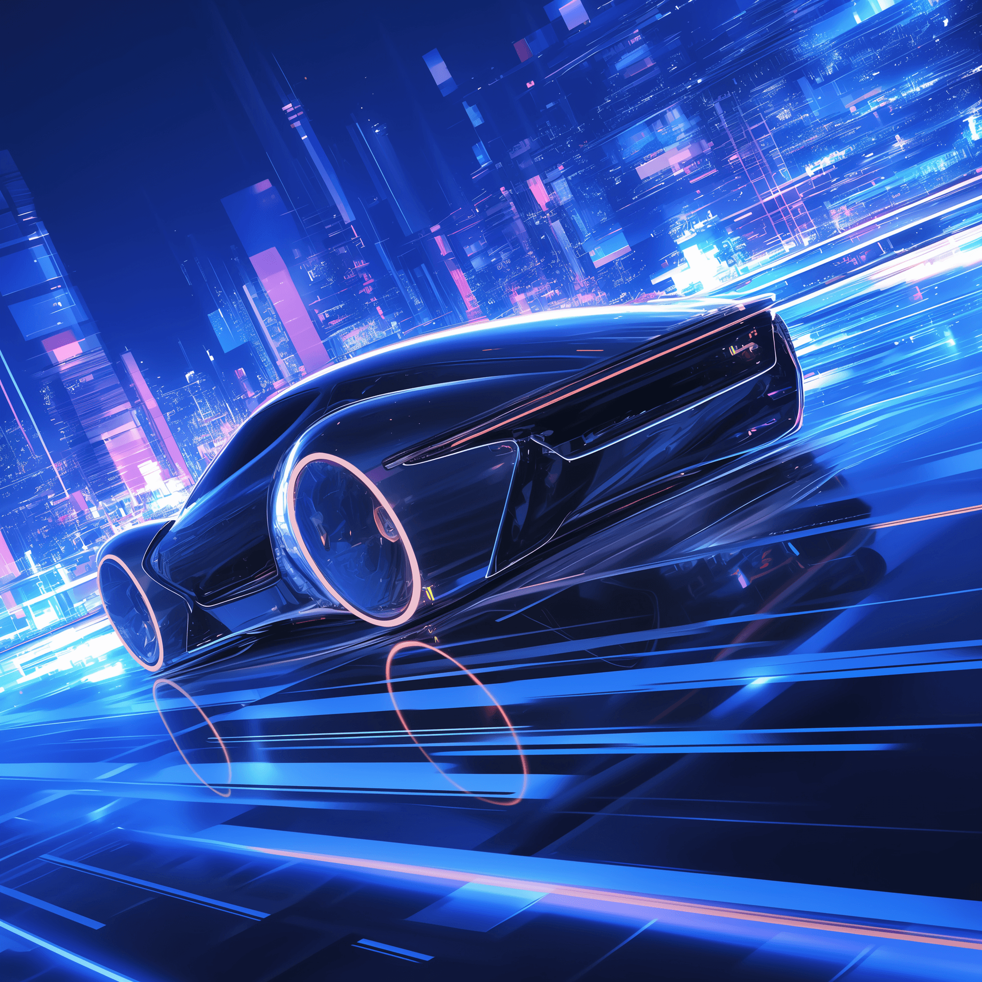 AI generated: Intelligent car driving, sense of technology, sense of the future, minimalist style, high quality --...