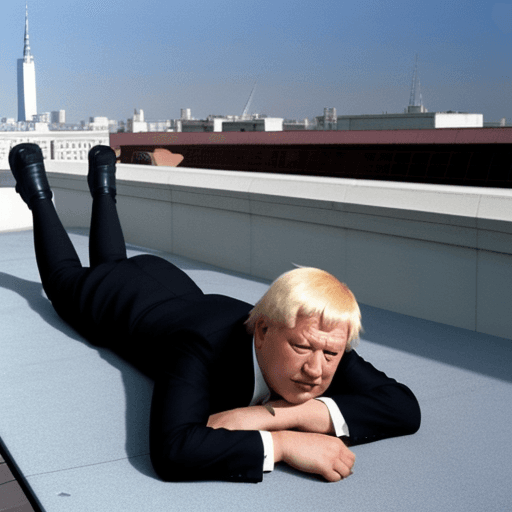 AI generated: Boris Yeltsin lying on the rooftop with a sniper rifle