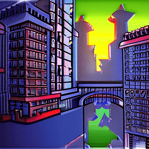 AI generated: Scene from a fantasy city taken from the ground, done in the style of D