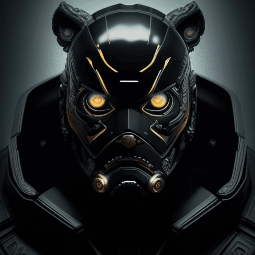 AI generated: half-mechanical cybor black tiger face, youtube channel logo,trader channel, Portait, guillermo del ...