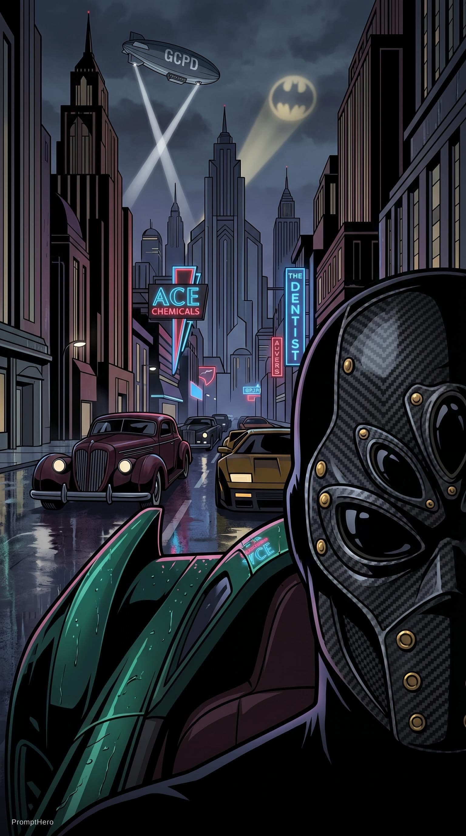 AI generated: {
  "prompt": "A detailed illustration in the distinct Dark Deco animation style of 'Batman: The Ani...
