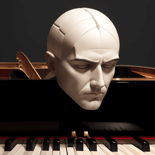 AI generated: man head create with piano