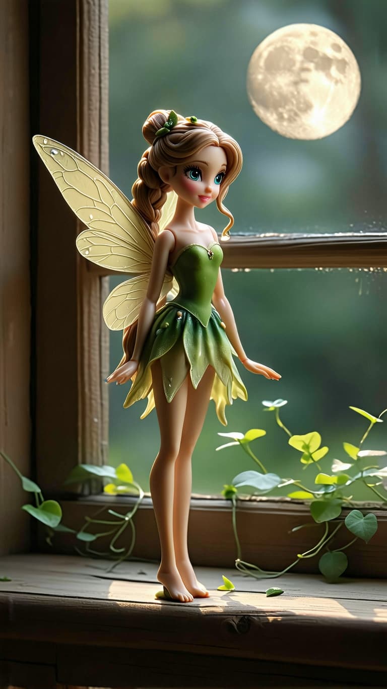 AI generated: a professional photo of a exceptionally beautiful porcelain girl figurine (16 inch figurine), (eleve...