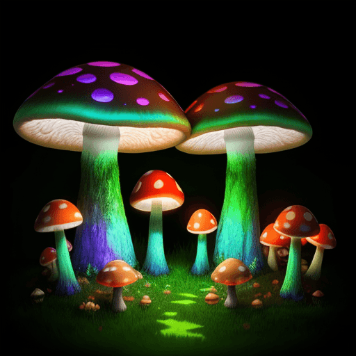 AI generated: large glowing mushroom forest --style raw --v 6.0