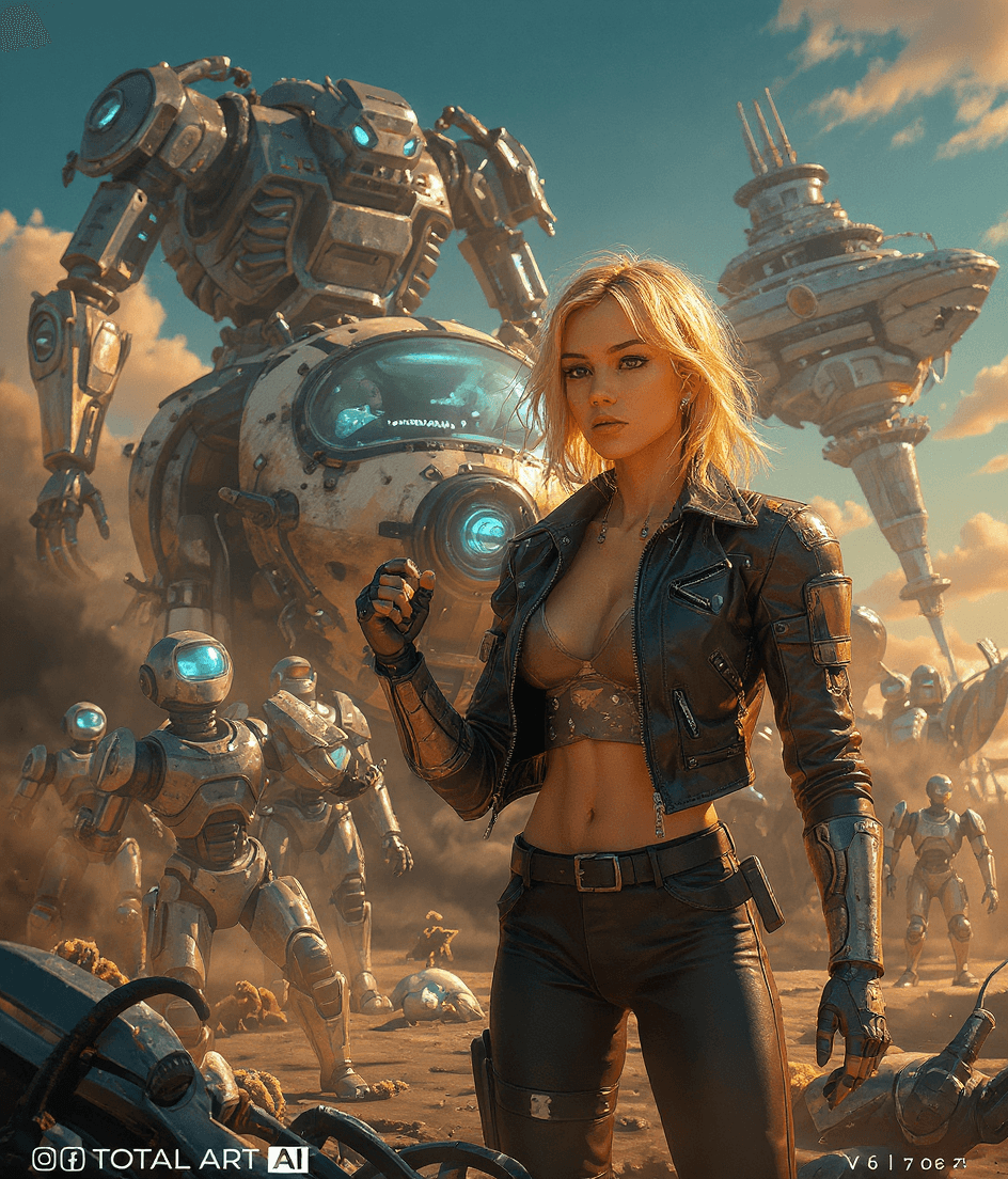 AI generated: Syd Mead style futuristic cyber dieselpunk hovercraft, beautiful European young long hair blonde wom...