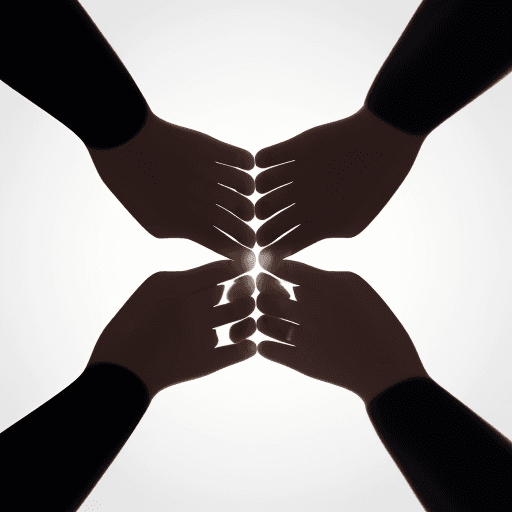 AI generated: two hands holding each other creating a crescent 