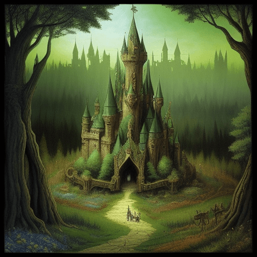 AI generated: enchanted land dungeon synth middle ages, charming and beautiful country fairytale