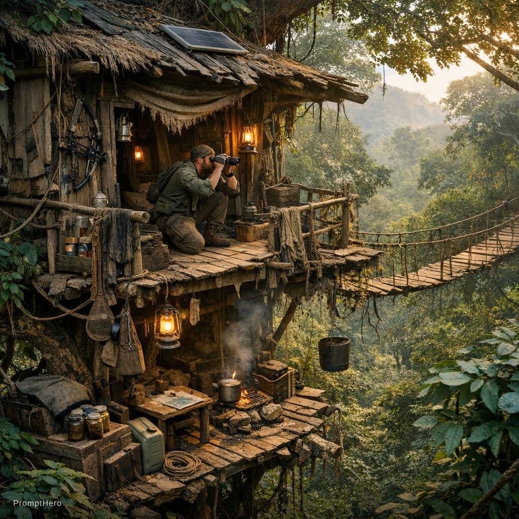 AI generated: Surviving in a Hidden Treehouse