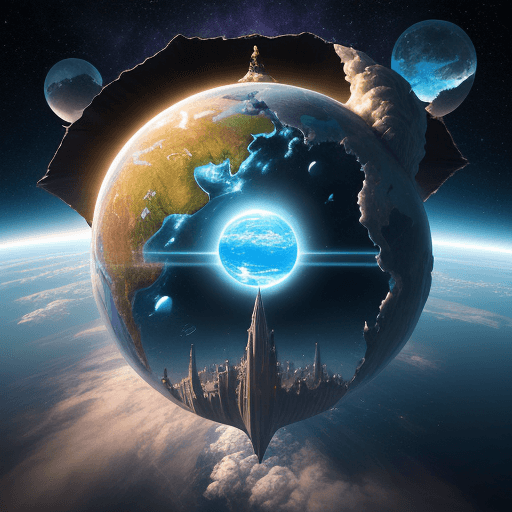 AI generated: a world within a world::5 fantasy art, shot from space, ultra detailed::3 heaven and hell:2, hyper r...