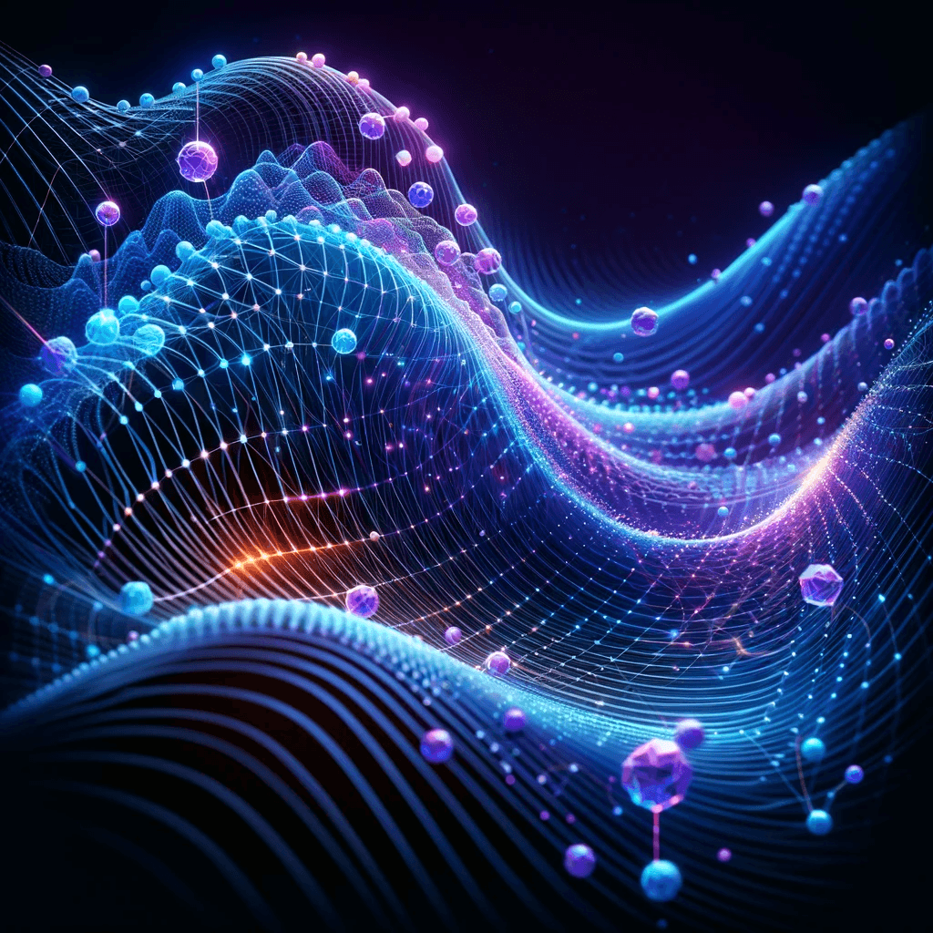 AI generated: Create an image of a digital wave flowing with the power of artificial intelligence. The composition...