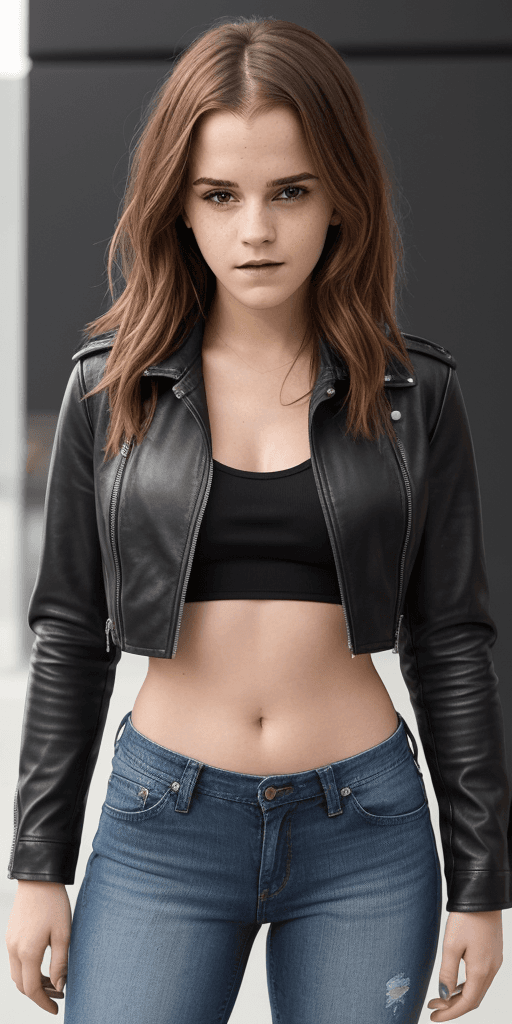 AI generated: Emma Watson is a stunning young woman who exudes sex appeal. She's standing in front of you with her...