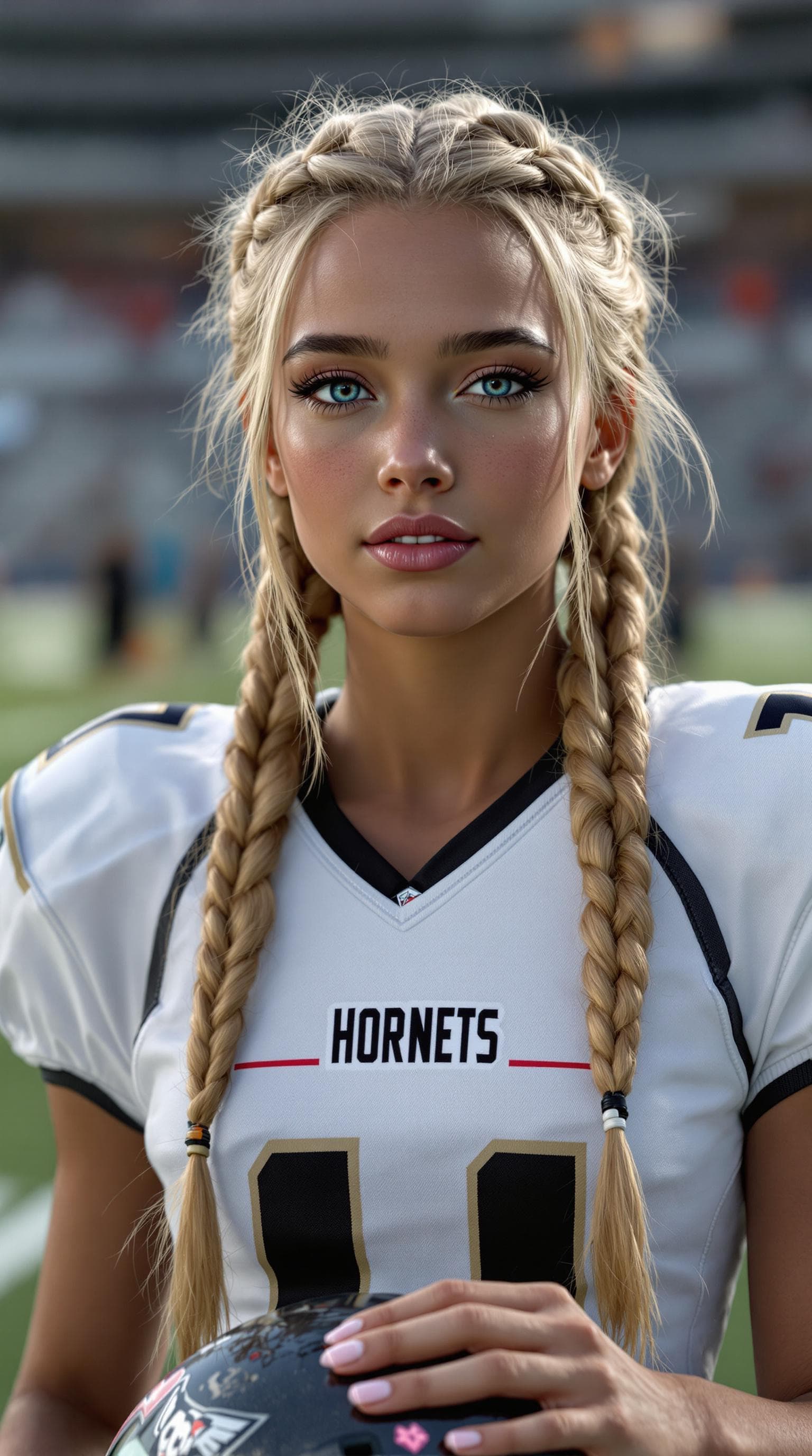 AI generated: a professional photo of a exceptionally beautiful 7th grade girl in the world, in a highly detailed,...