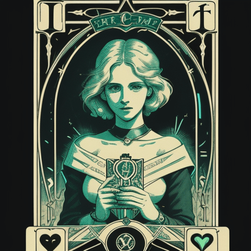 AI generated: illustration of the gift tarot card with a white women and Background [vintage]. Cores [neon]. Scree...