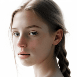 AI generated: Portrait of a young beautiful white heired girl on a white background, overcast with natural illumin...