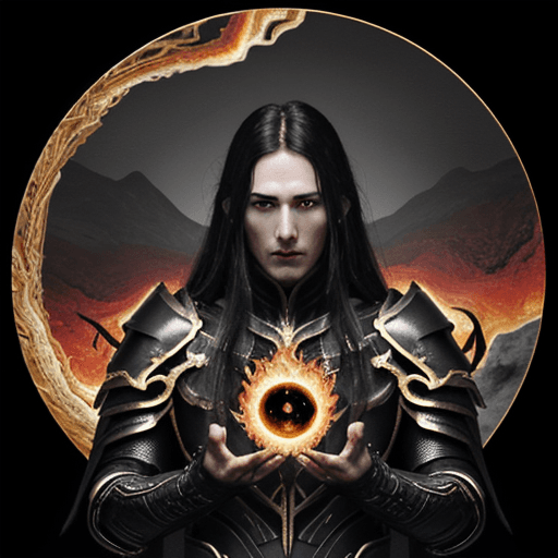AI generated: "Lord of the Frenzied Flame", "Elden Ring", "black overlapping plate armor edged with gold", "black ...