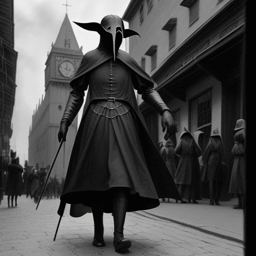 AI generated: **1920 black and white antique photo of black plague, courpse pilled up in the streets, 1400's plagu...