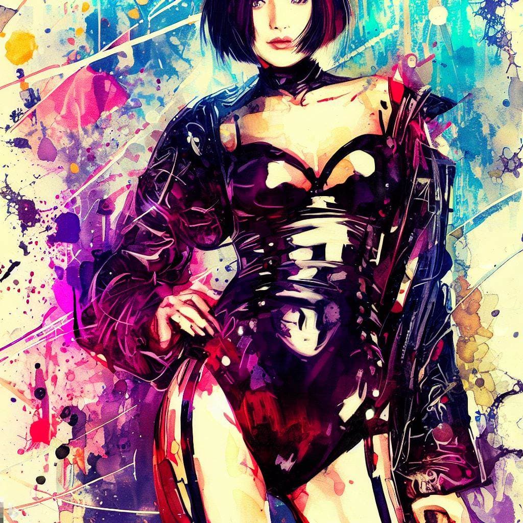 AI generated: anime artwork, A photo of a punk-inspired, edgy-looking young woman with a slender frame, anime styl...