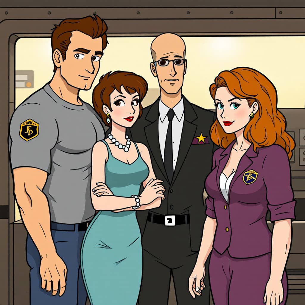 AI generated: Sterling archer Cheryl tunt and Pam poovey and Krieger 