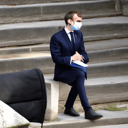 AI generated: Emmanuel Macron assis.