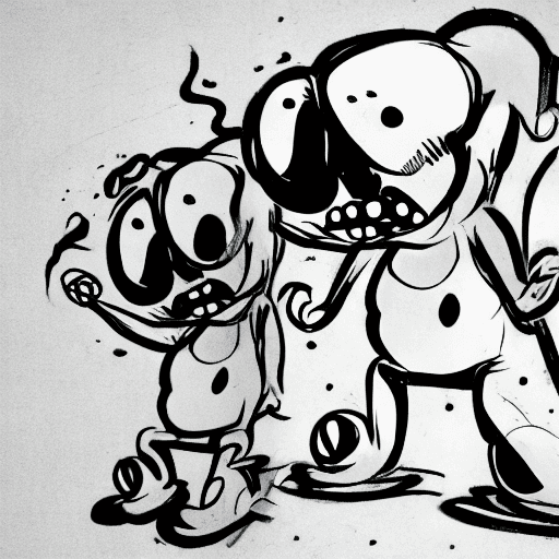 AI generated: scary ghost in 1930's cartoon style, cuphead style, rubber hose animation style