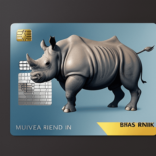 AI generated: Photo of a bank card that has a rhino illustration.