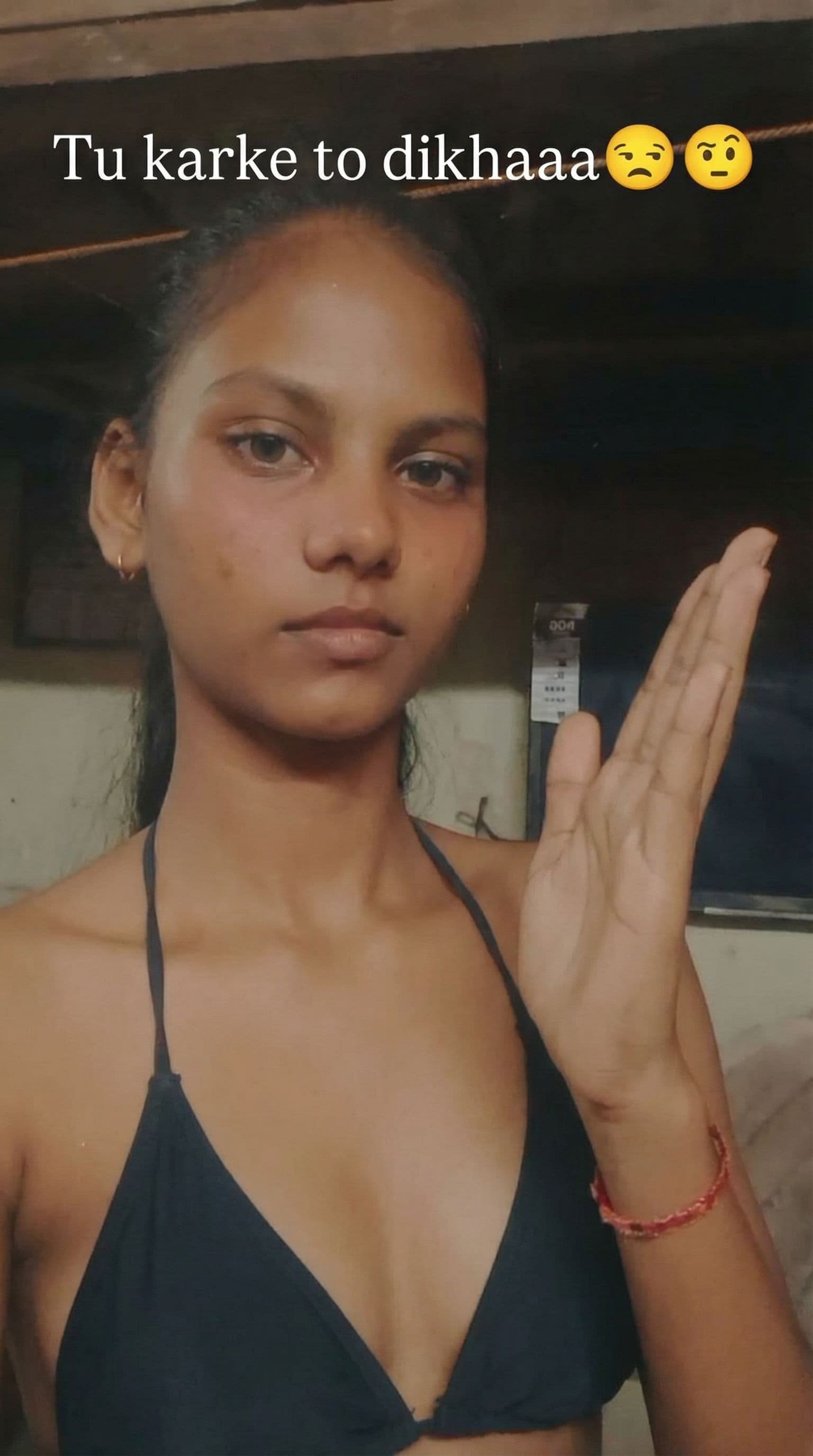 AI generated: Make this girl wearing bikni 