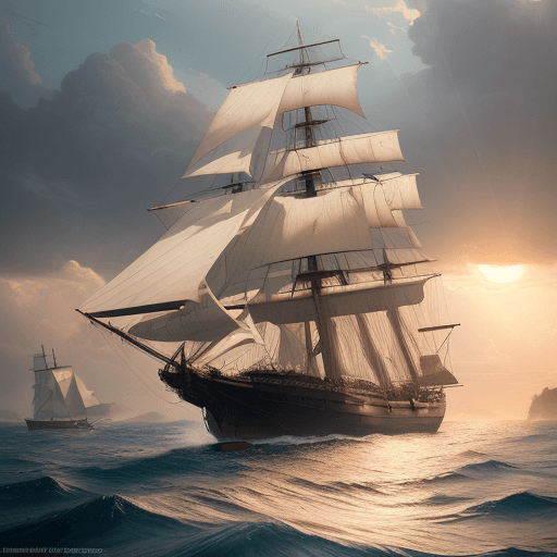 AI generated: Photo of a ultra realistic sailing ship, dramatic light, pale sunrise, cinematic lighting, battered,...