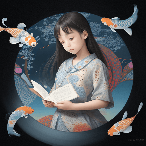 AI generated: masterpiece, concept art, Picture a scene resonating with serenity and imagination. A young girl eng...