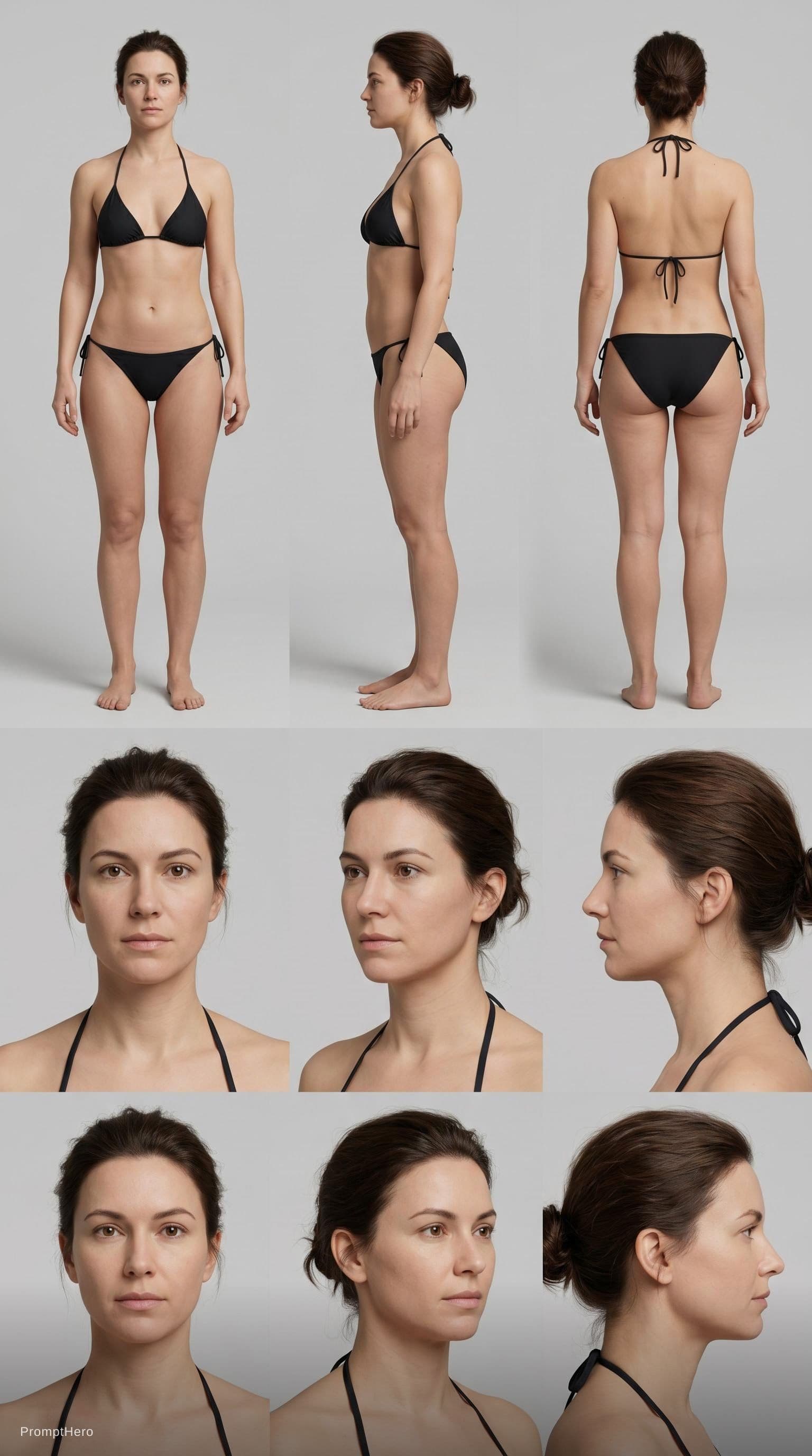 AI generated: Skin must be clean and flawless: no tattoos, no scars, no marks, no blemishes.
Wearing a minimal bik...