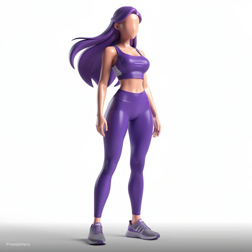 AI generated: A stylized, faceless, style vector 3d-female supermodel character, stands and shows her perfect figu...