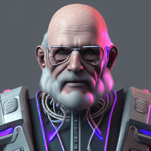 AI generated: cyberpunk old man, futuristic, highly detailed, made with blender --v 4