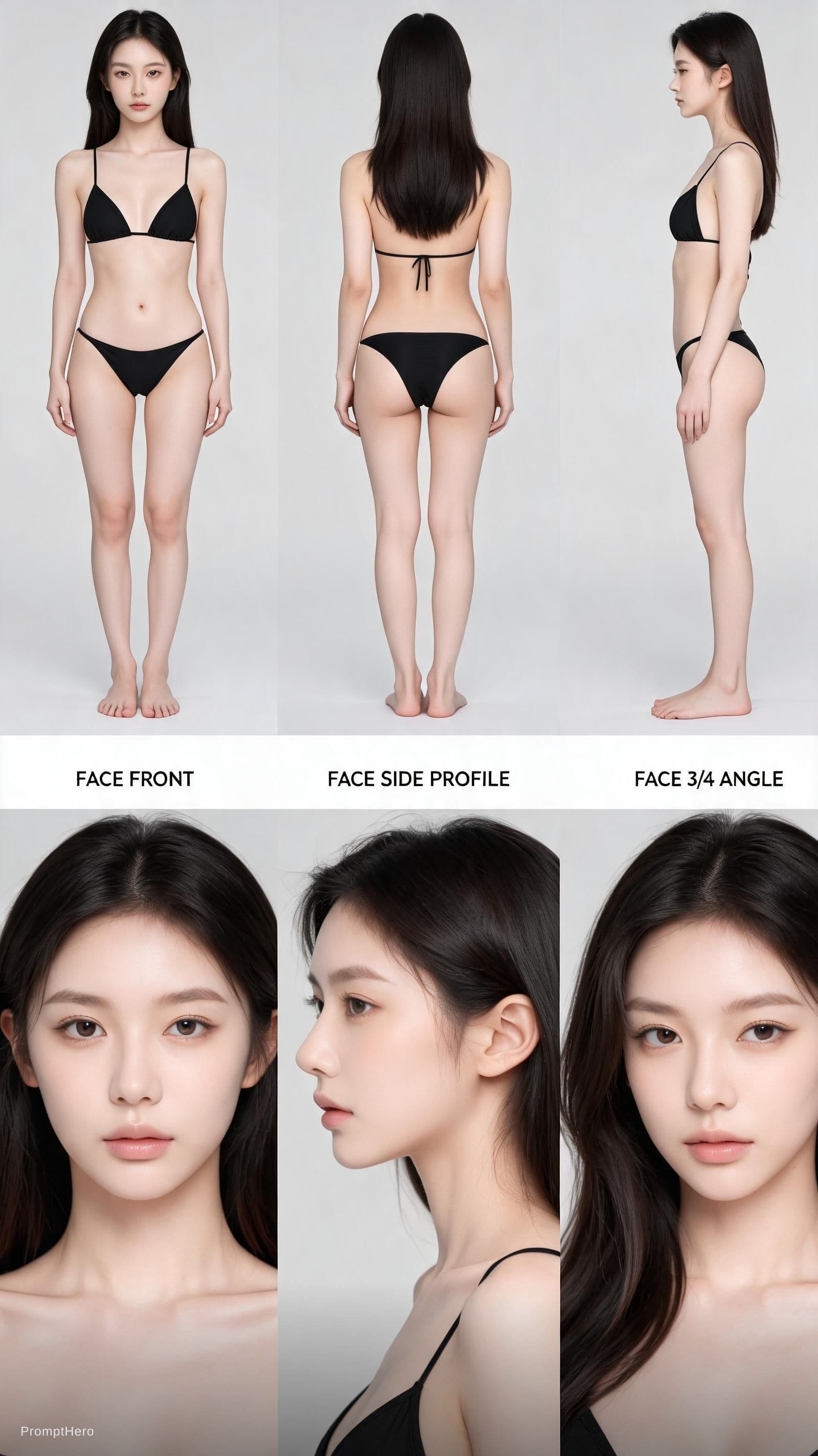 AI generated: Skin must be clean and flawless: no tattoos, no scars, no marks, no blemishes.
Wearing a minimal bik...