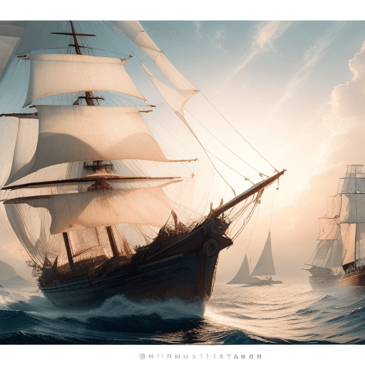AI generated: Photo of a ultra realistic sailing ship, dramatic light, pale sunrise, cinematic lighting, battered,...