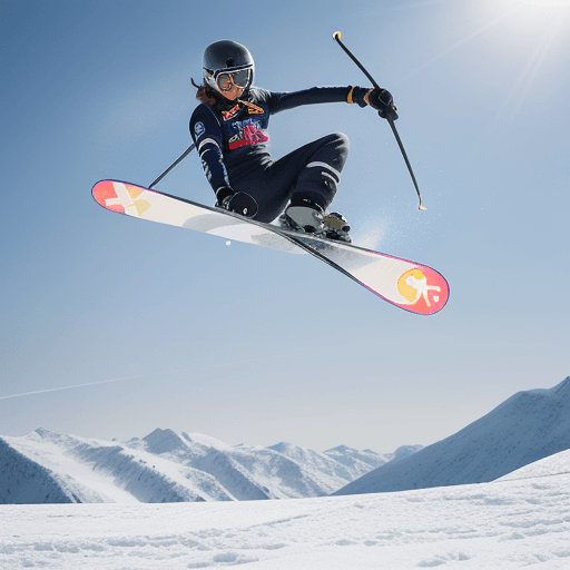 AI generated: dynamic shooting, in apls, freestyle skier, amazing landscape, Canon EOS-1D X Mark III with Canon EF...