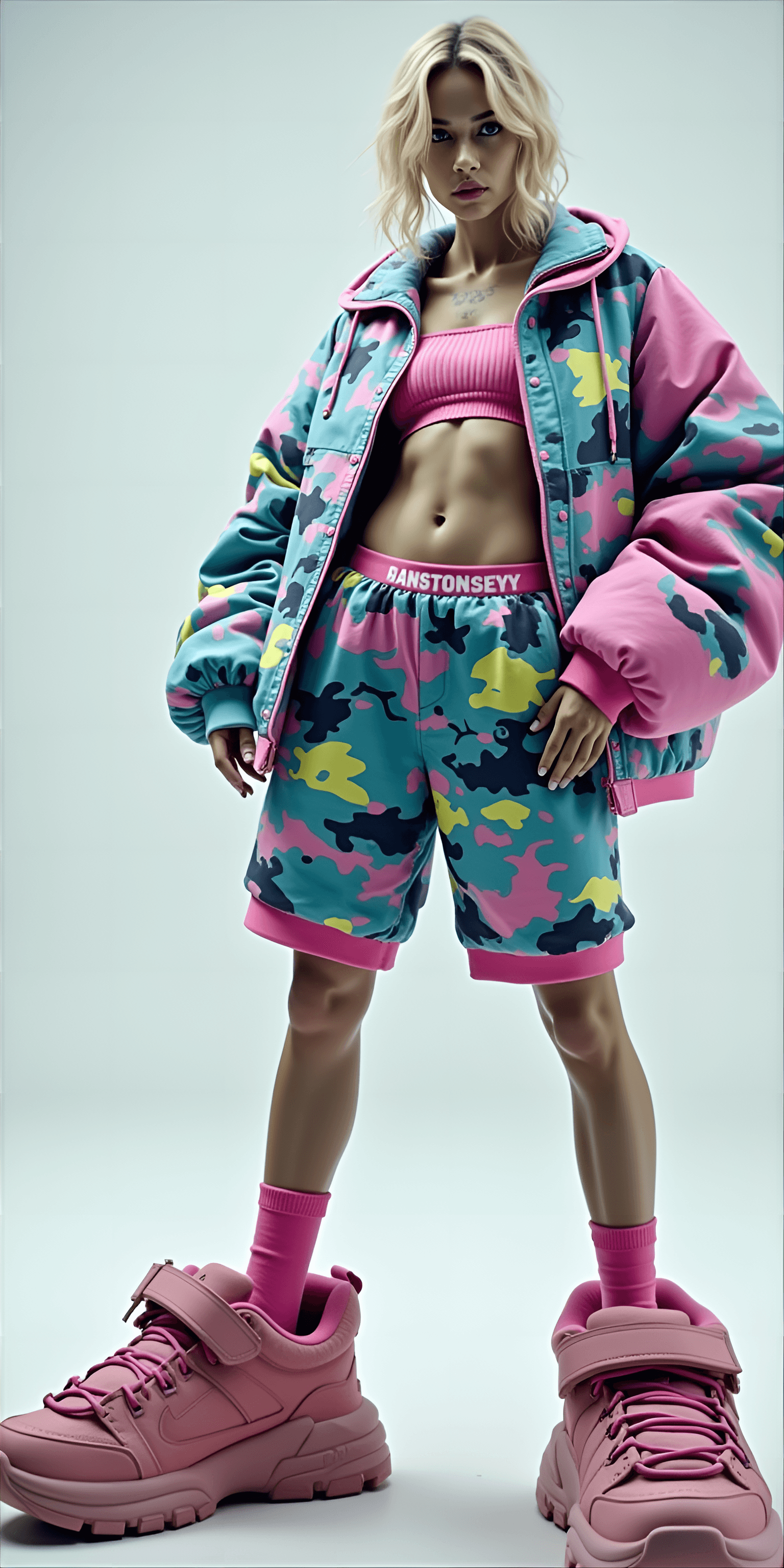 AI generated: young, light-skinned woman, likely in her late teens or early twenties, is the central subject.  She...