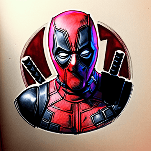 AI generated: Deadpool, Ink illustration, Traditional drawing, Modern era, Monochromatic with a red and black colo...
