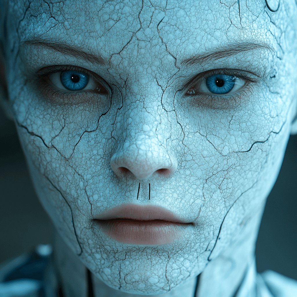 AI generated: A dslr professional portrait of an alien android multilayered micro graphene ornate skin texture , p...
