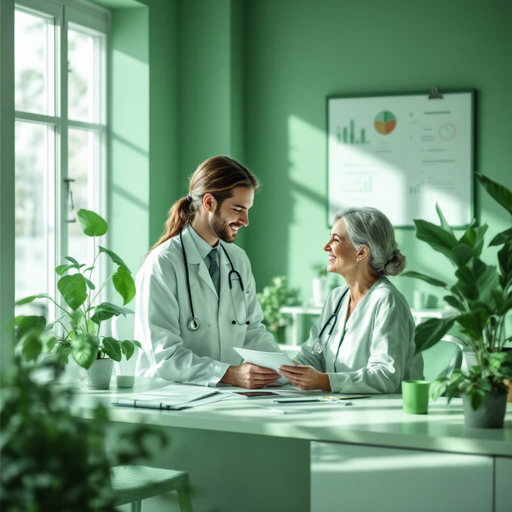 AI generated: Create a healthcare-themed image in a serene green tone (#22cb8c), symbolizing growth, vitality, and...