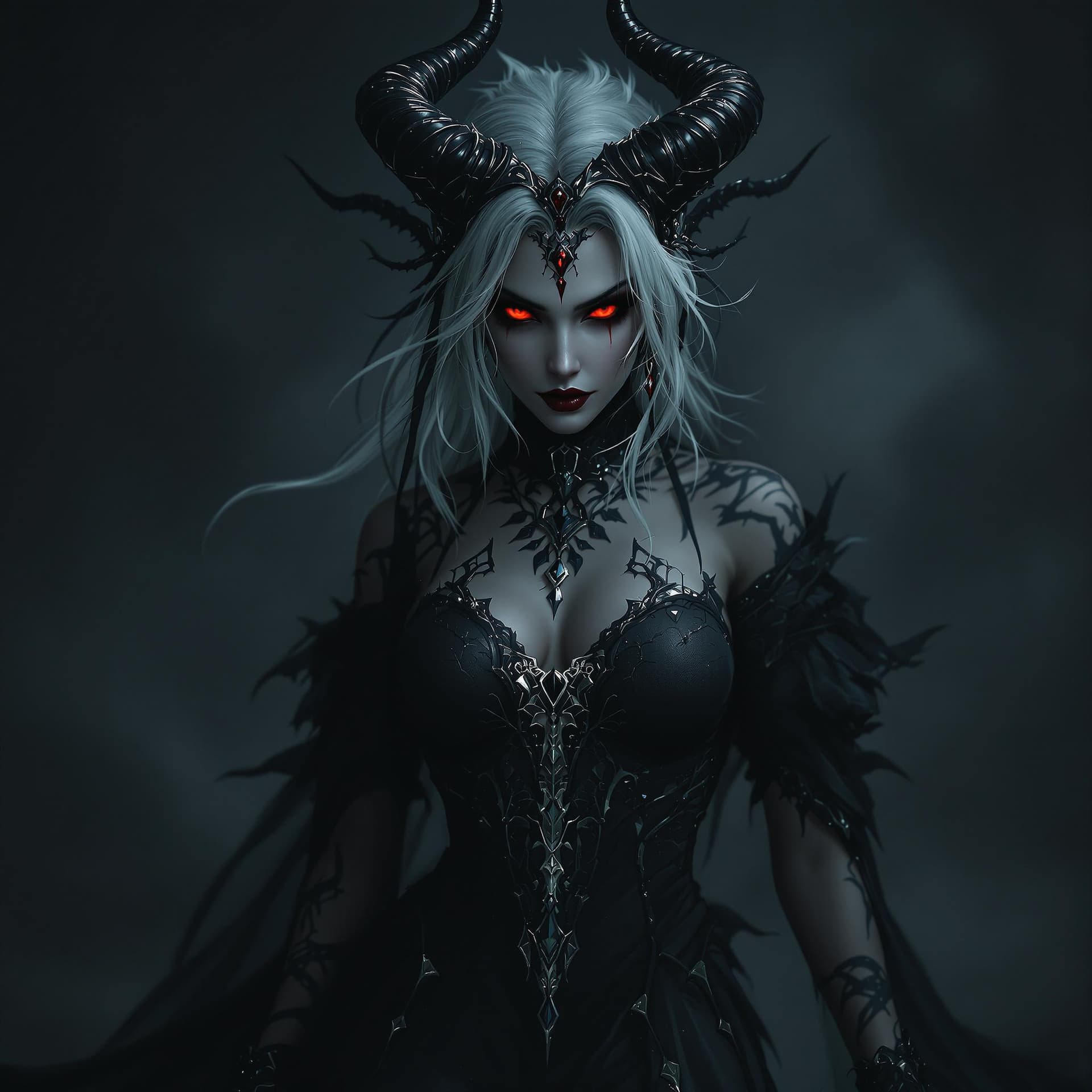 AI generated: a full body portrait of dark queen, dark fantasy randy theme, mystical, zoomed, Dark theme, underwor...