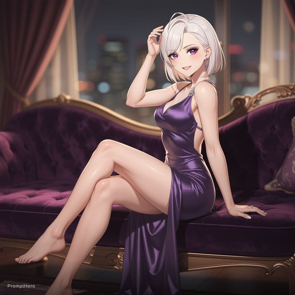 AI generated: 1girl, nude, seductive smile, seductive pose, posing, feet, tits, pussy, 3lt0n3l, FiveZan, short hai...