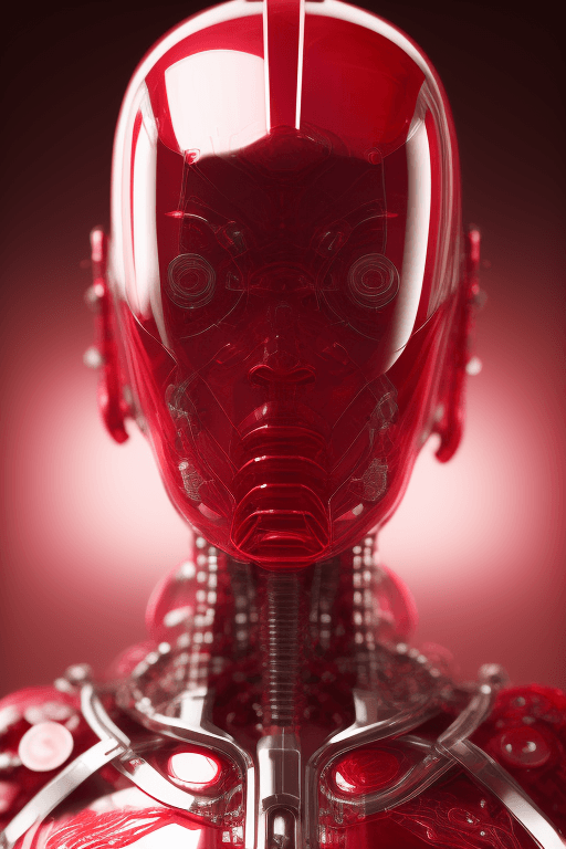 AI generated: transparent ruby red cyborg, beautiful organic biotech cyborg soft light ,masterpiece 3d Octane Rend...
