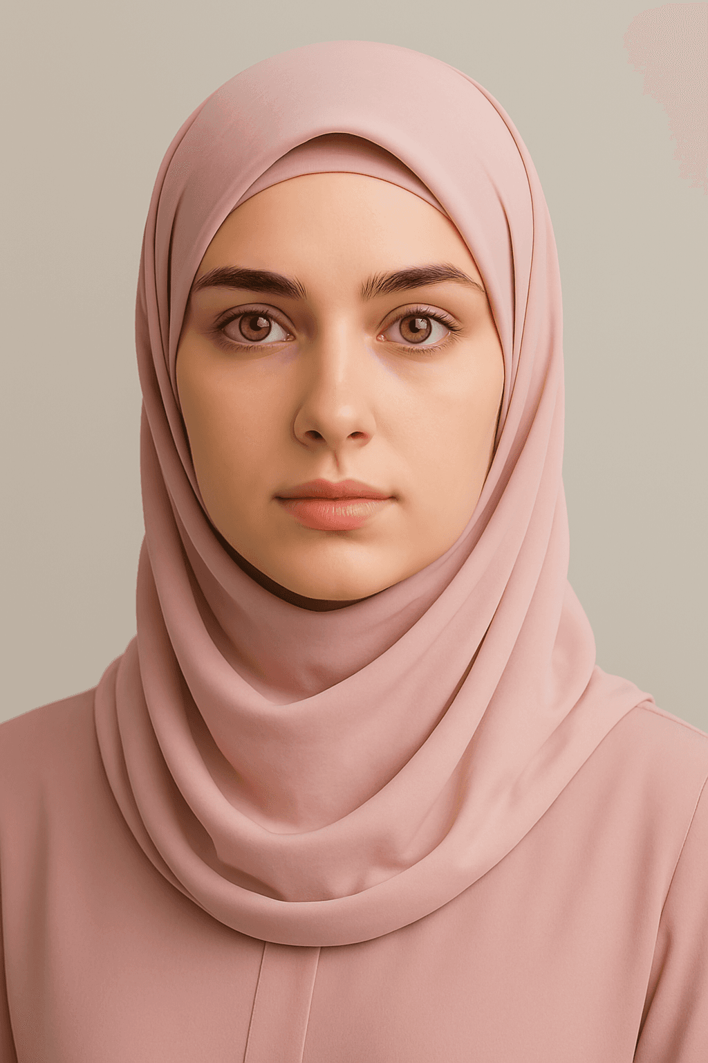 AI generated: Ultra-Detailed Anatomical Description: Young Hijabi Woman's Portrait (Photorealistic - Frontal View,...