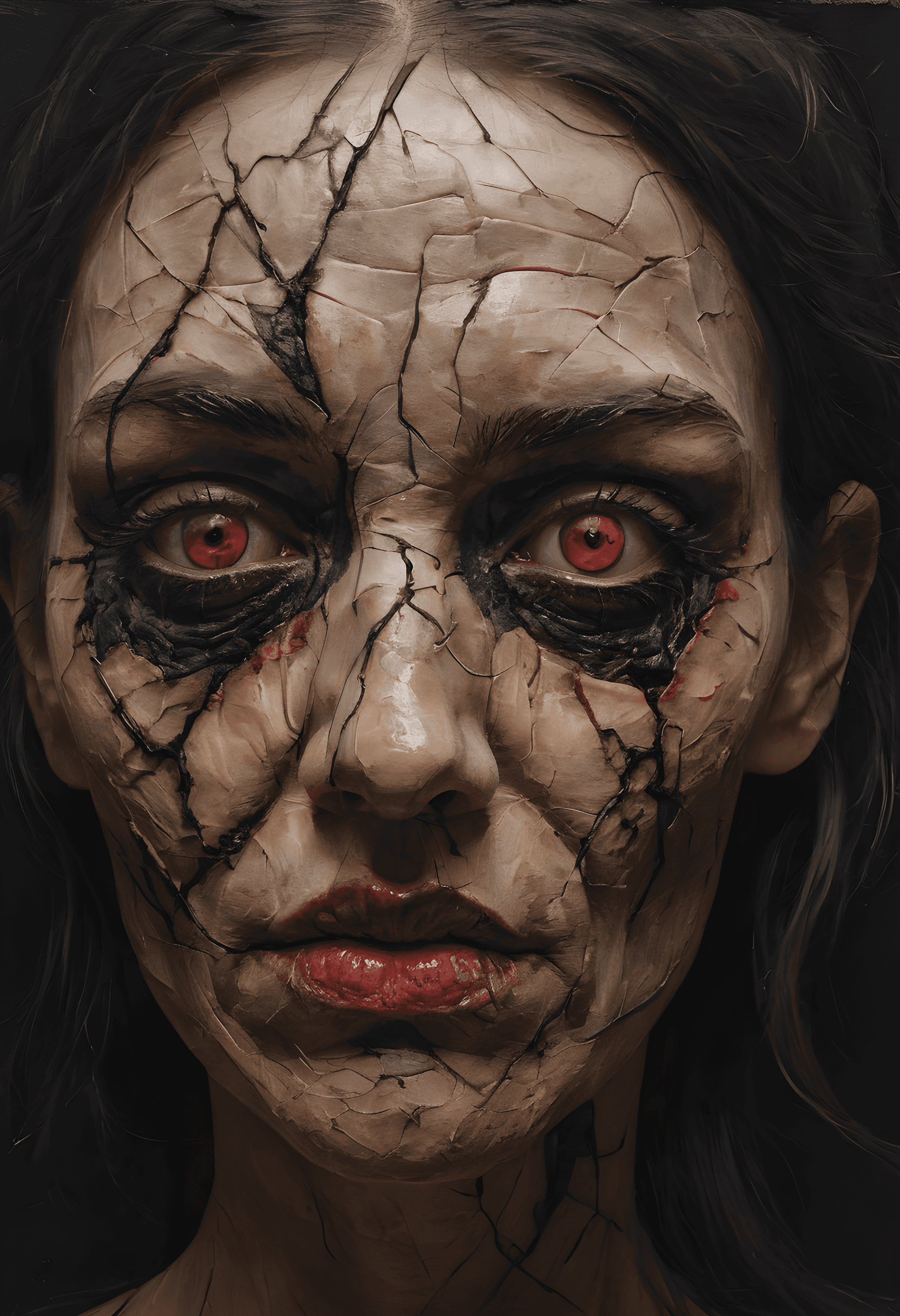AI generated: A visceral, impasto-laden portrait capturing the elusive visage of the enigmatic JigSaw. Thick, grit...
