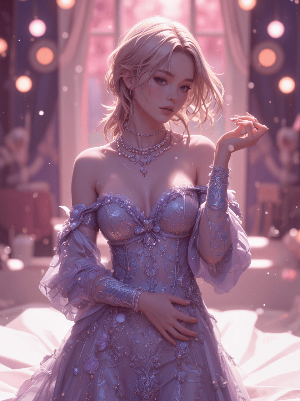 AI generated: A stunning digital artwork by Ross Tran featuring an intricate formal gown in the style of best qual...