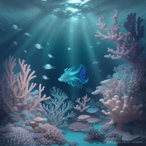 AI generated: Neptunes with iridescent fins and radiant pearl scales detailed with sparkling sea anemones in the s...