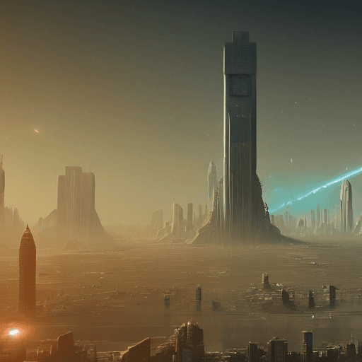 AI generated: zoomed out alien detailed megacity background inspired by artist yuri shwedoff on artstation